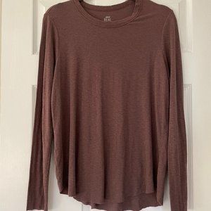 Brown Aerie Real Soft Distressed Long Sleeve - Large